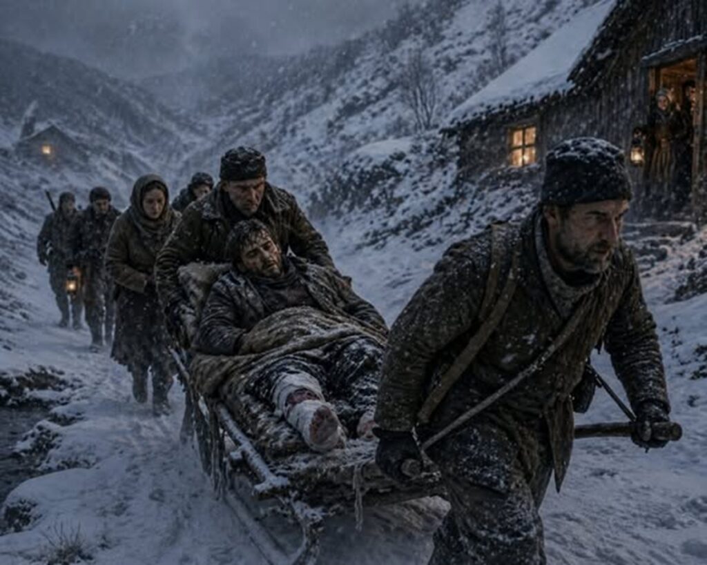 En la foto, Jan Baalsrud es llevado en camilla