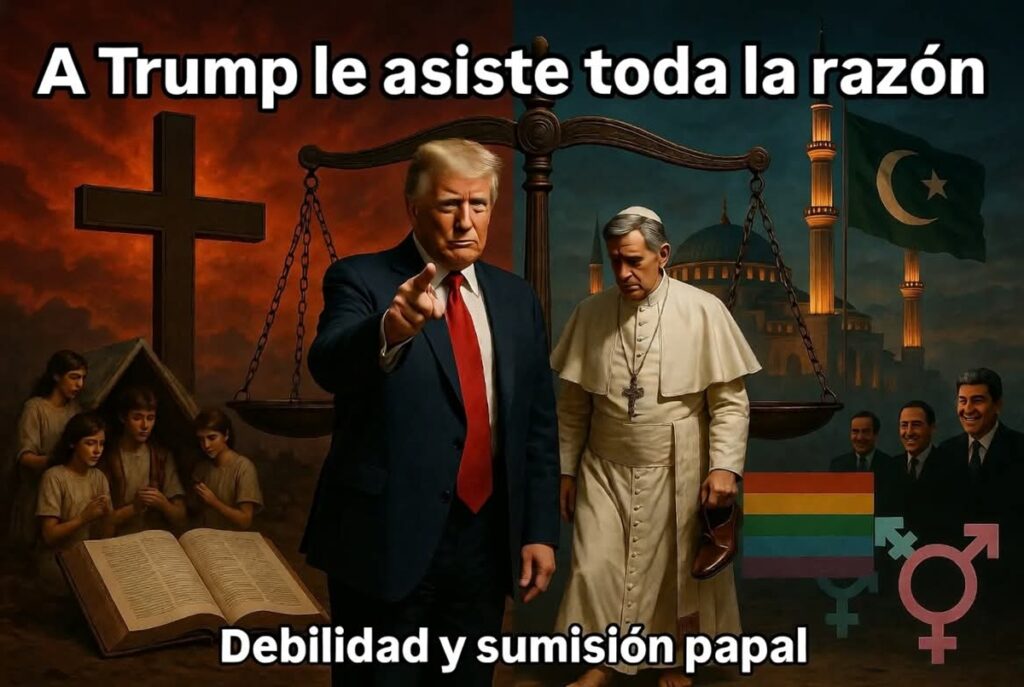En la foto, Trump va contra el Papa
