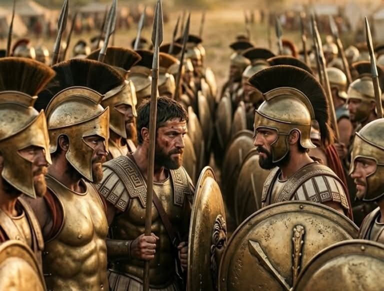 En la foto, una imagen de IA de soldados espartanos