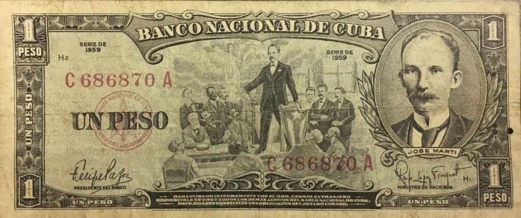 En la foto, un billete de un peso cubano