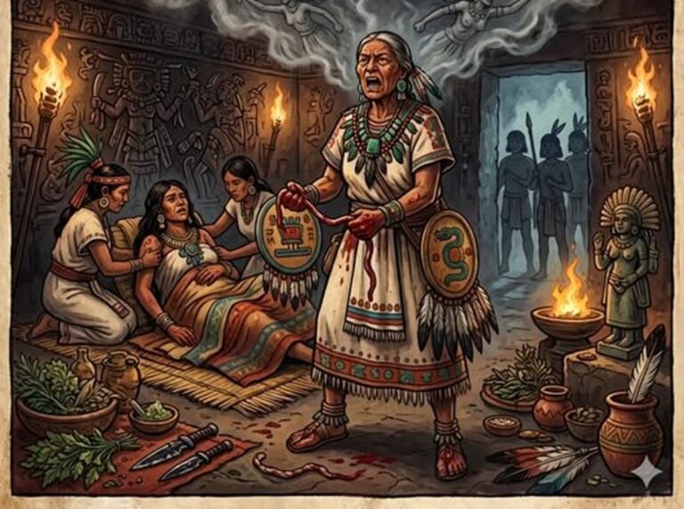 En la foto, un parto en el mundo azteca