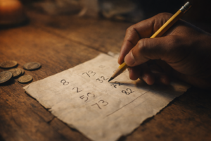 qué número es en la charada cubana mano escribiendo números en papel para interpretar sueños