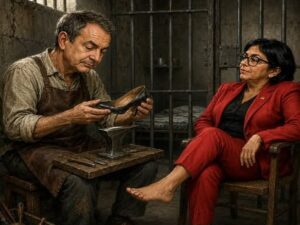 En la foto, una imagen de IA en la que se ven José Luis Rodríguez Zapatero y Delcy Rodríguez