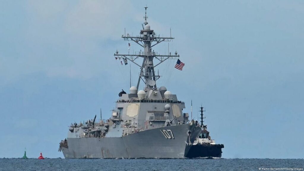 En la foto, acorazado de la Marina de EEUU desplegado en el Caribe