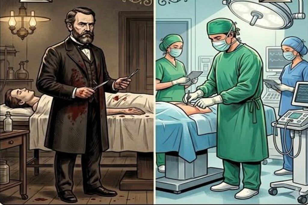 En la foto, cambio de colores en la ropa de los cirujanos