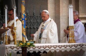En la foto, el Papa León XIV en Pompeya