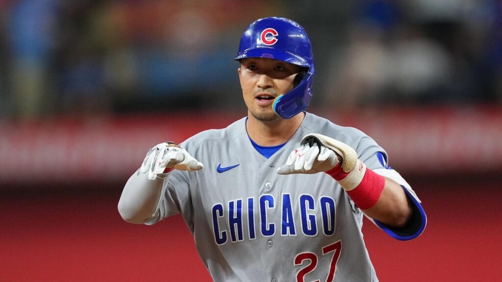 En la foto, momento del partido entre Cubs y Rangers