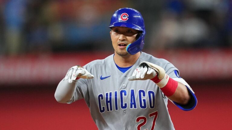 En la foto, momento del partido entre Cubs y Rangers