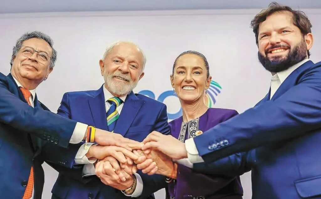 En la foto, algunos líderes de la izquierda latinoamericana