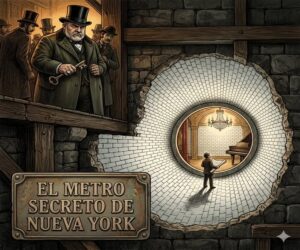 En la foto, una imagen de IA del primer metro de Nueva York