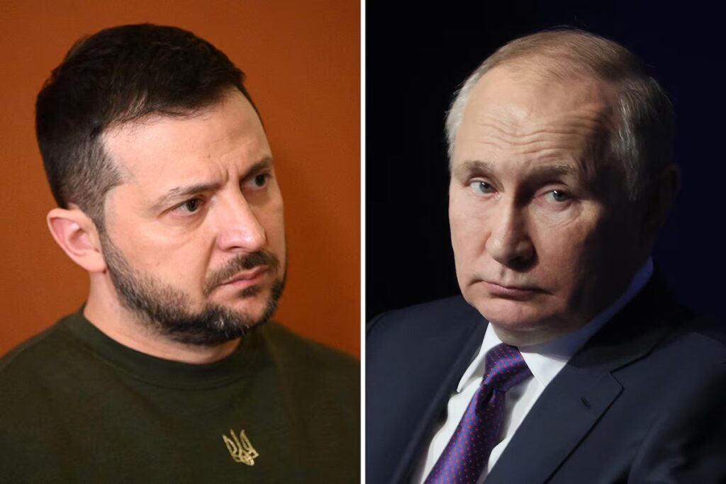 En la foto, Putin y Zelenski