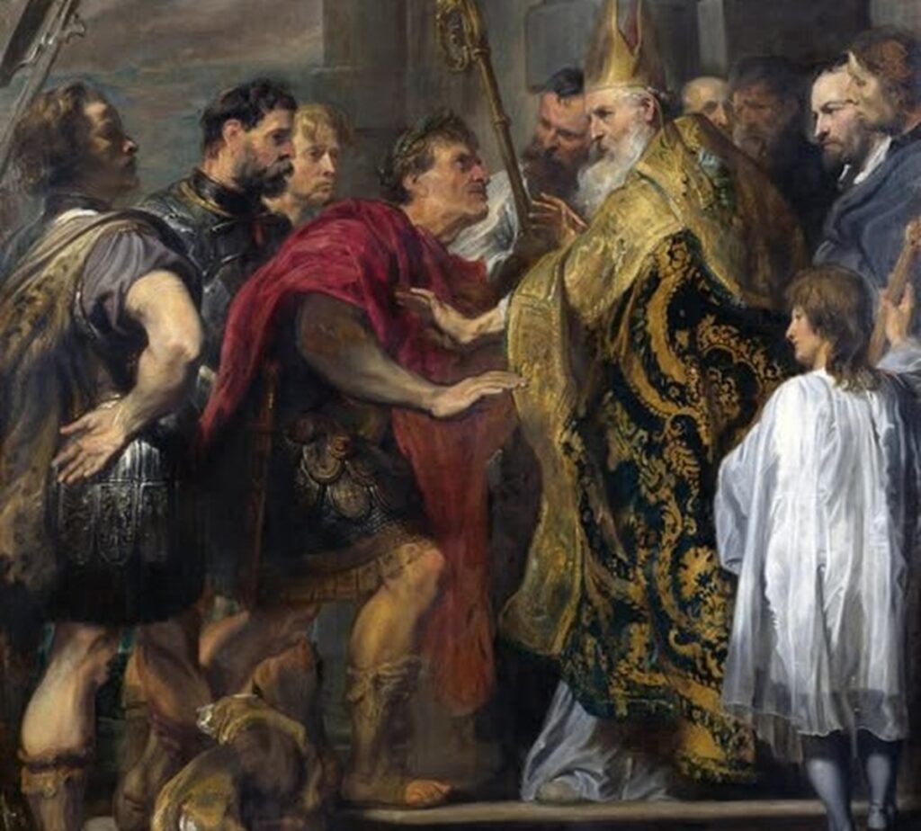 El cubano, el perro y el hombre nuevo 4 En la foto, la pintura San Ambrosio prohibiendo la entrada a Teodosio I en la Catedral de Milán, de Anthony van Dyck