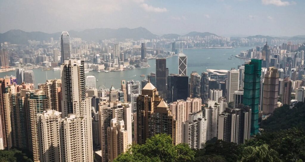 En la foto, la ciudad de Hong Kong