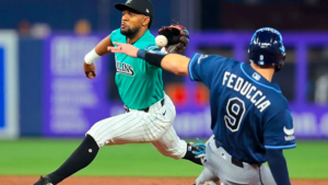 En la foto, momento del partido entre Rays y Marlins