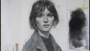 En la foto, una pintura de una mujer