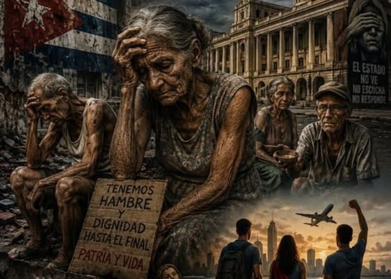 En la foto, una imagen de IA sobre la situación de los ancianos en Cuba