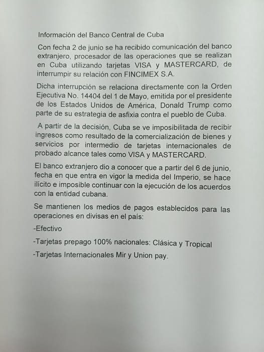 Cuba se queda sin Visa ni Mastercard: otro zarpazo a una economía en cuidados intensivos