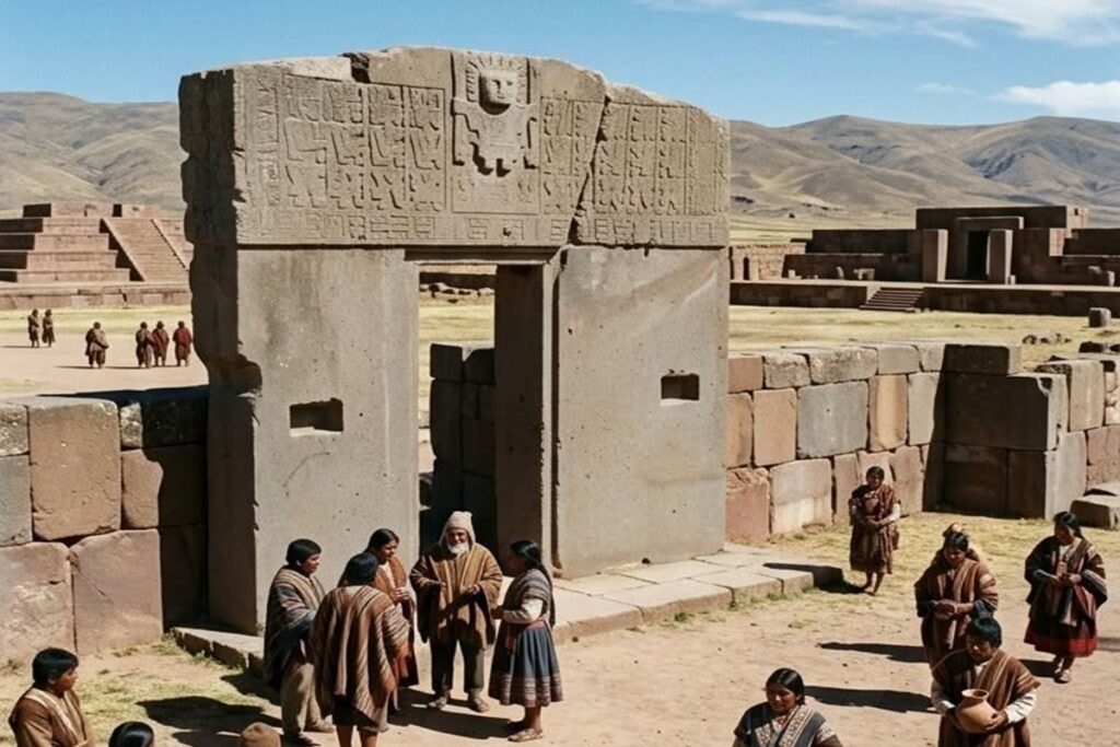En la foto la puerta del SOl, en Tiwanaku