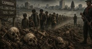 En la foto, una IA recreaña Cambodia de los Jemeres Rojos