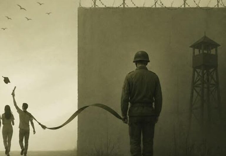 En la foto, u soldado y un graduado, en Cuba