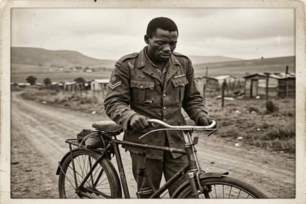 los soldados negros que ganaron una guerra y perdieron hasta la tumba 2 En la foto, un soldado regresa a casa con su premio, una bicicleta
