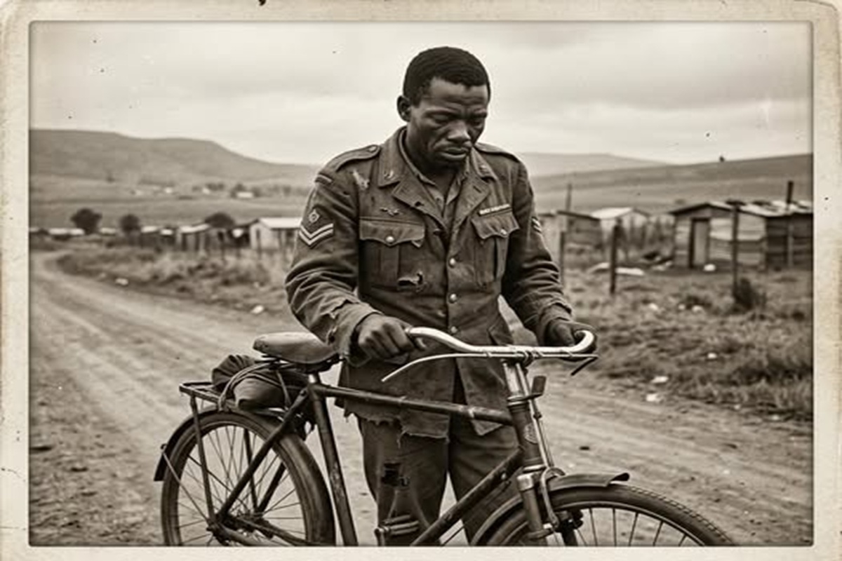 los soldados negros que ganaron una guerra y perdieron hasta la tumba 1 En la foto, un soldado regresa a casa con su premio, una bicicleta