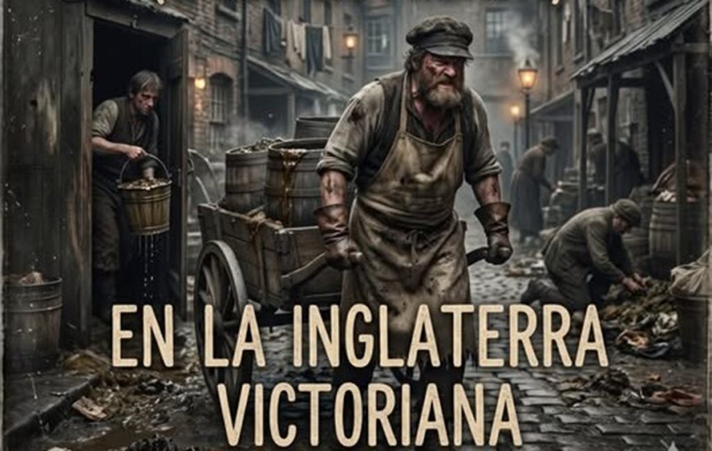 En la foto, recogedores de excrementos en la Inglaterra victoriana