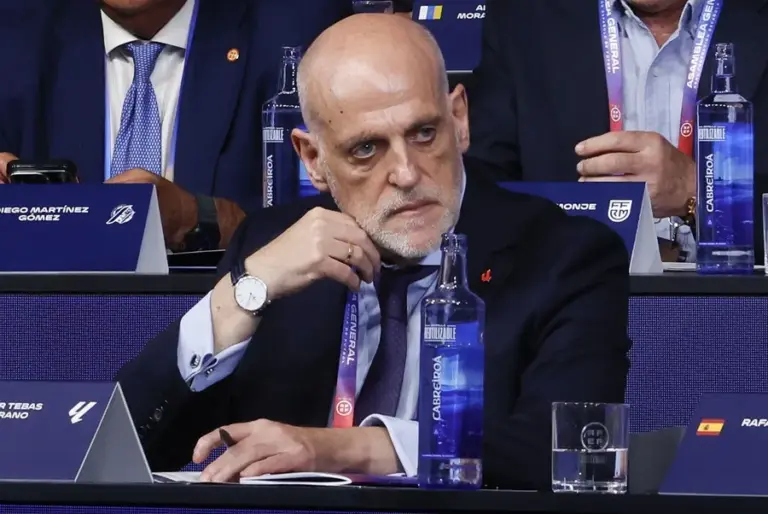 En la foto, El presidente de la Liga Nacional de Fútbol Profesional, javier Tebas