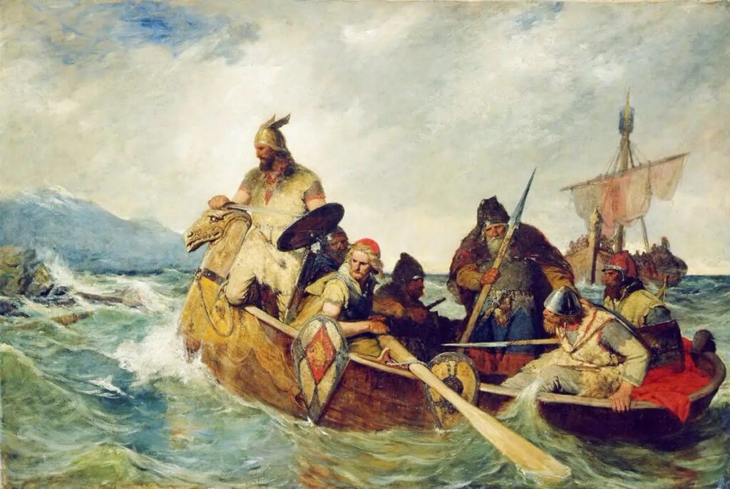 En la foto, un dibujo de los vikingos