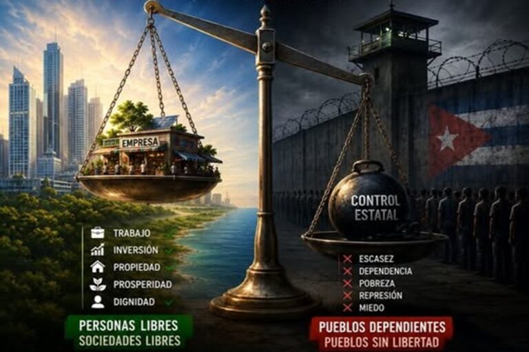 En la foto, comparaciones entre la libertad económica y Cuba