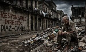 En la foto, una imagen de IA sobre la pobreza en Cuba
