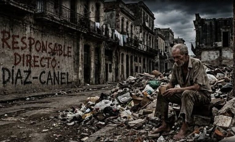 En la foto, una imagen de IA sobre la pobreza en Cuba