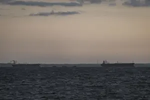 En la foto, barcos petroleros en el Estrecho de Ormuz