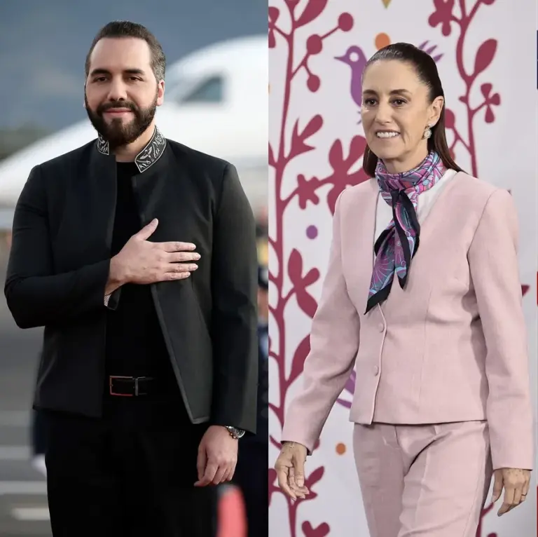 En la foto, los presidentes de El Salvador, Nayib Bukele, y de México, Claudia Sheinbaum