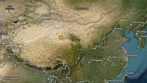 En la foto, un mapa físico de China