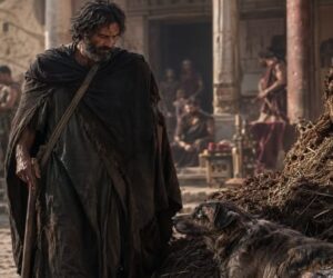 En la foto, una imagen de IA de Odiseo y Argos