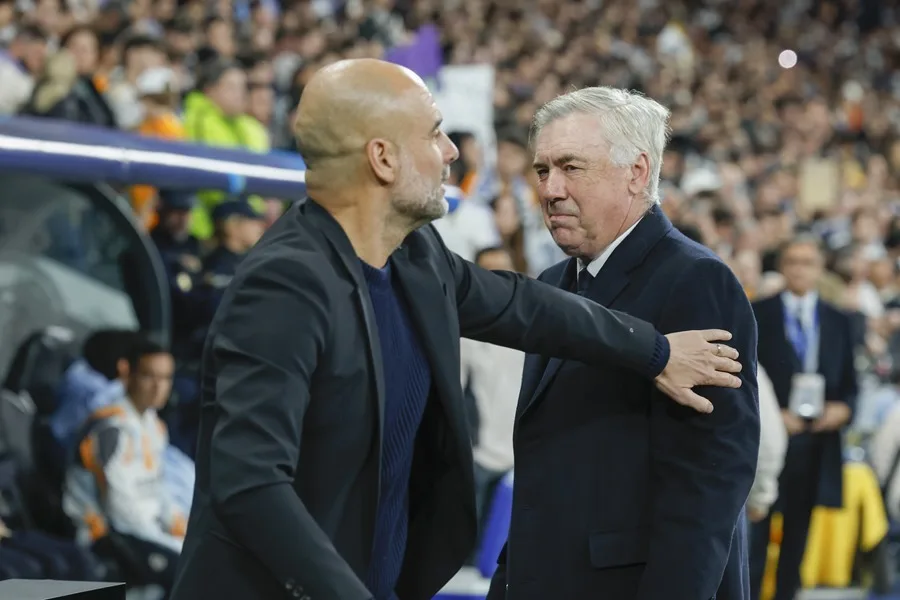 Italia admite haber hablado con Guardiola y Ancelotti en su búsqueda de nuevo seleccionador 3 En la foto, Guardiola y Ancelotti