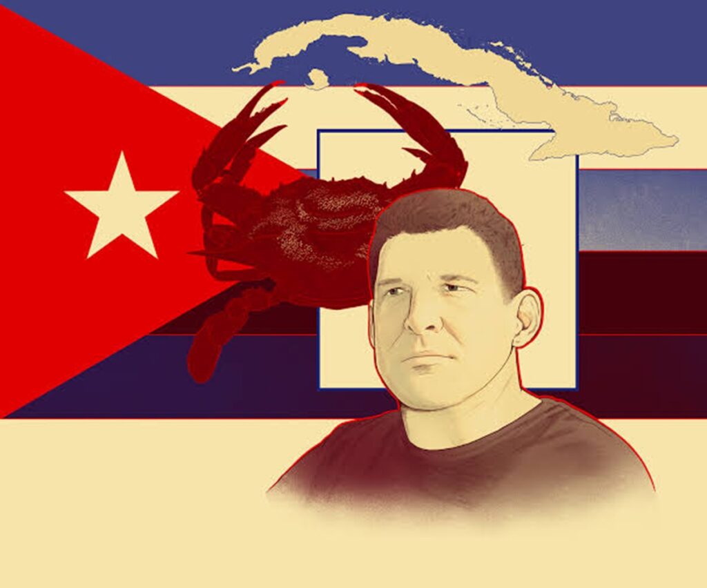 En la foto, un dibujo con la bandera cubana, un cangrejo y El Cangrejo