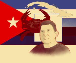 En la foto, un dibujo con la bandera cubana, un cangrejo y El Cangrejo