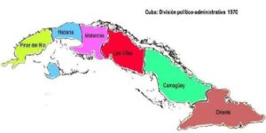 En la foto, mapa político de Cuba cuando tenía seis provincias