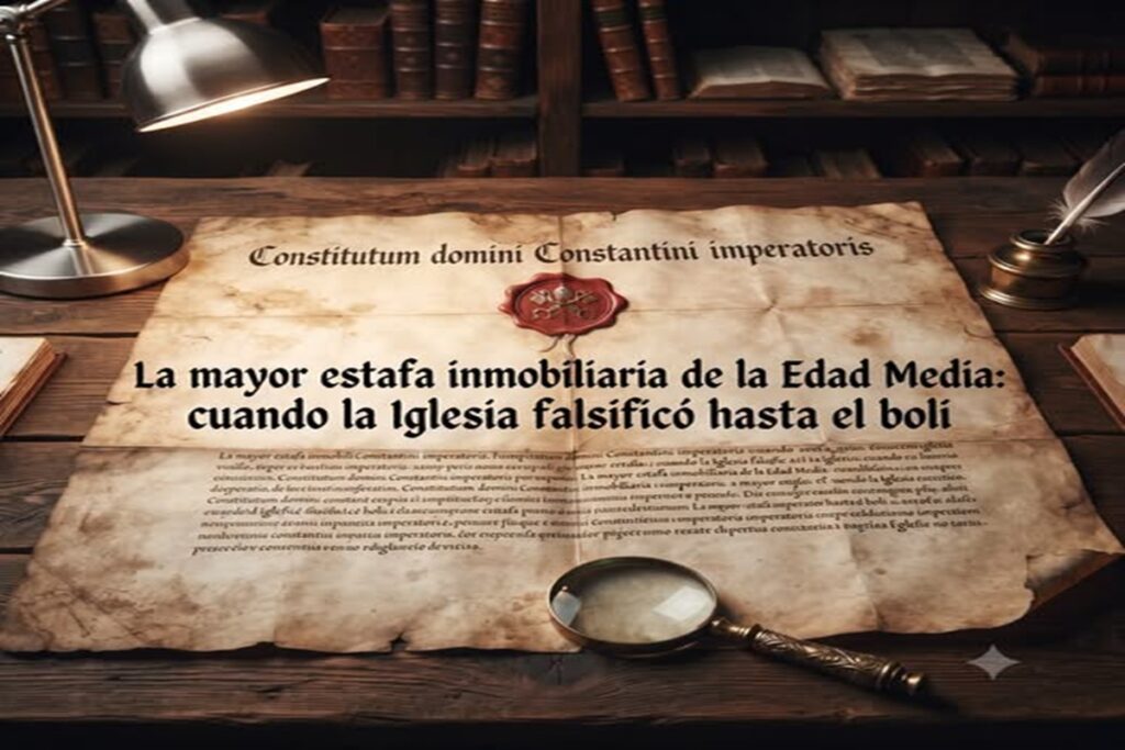 En la foto, una iamgen de IA relativa ala donación de Constantino