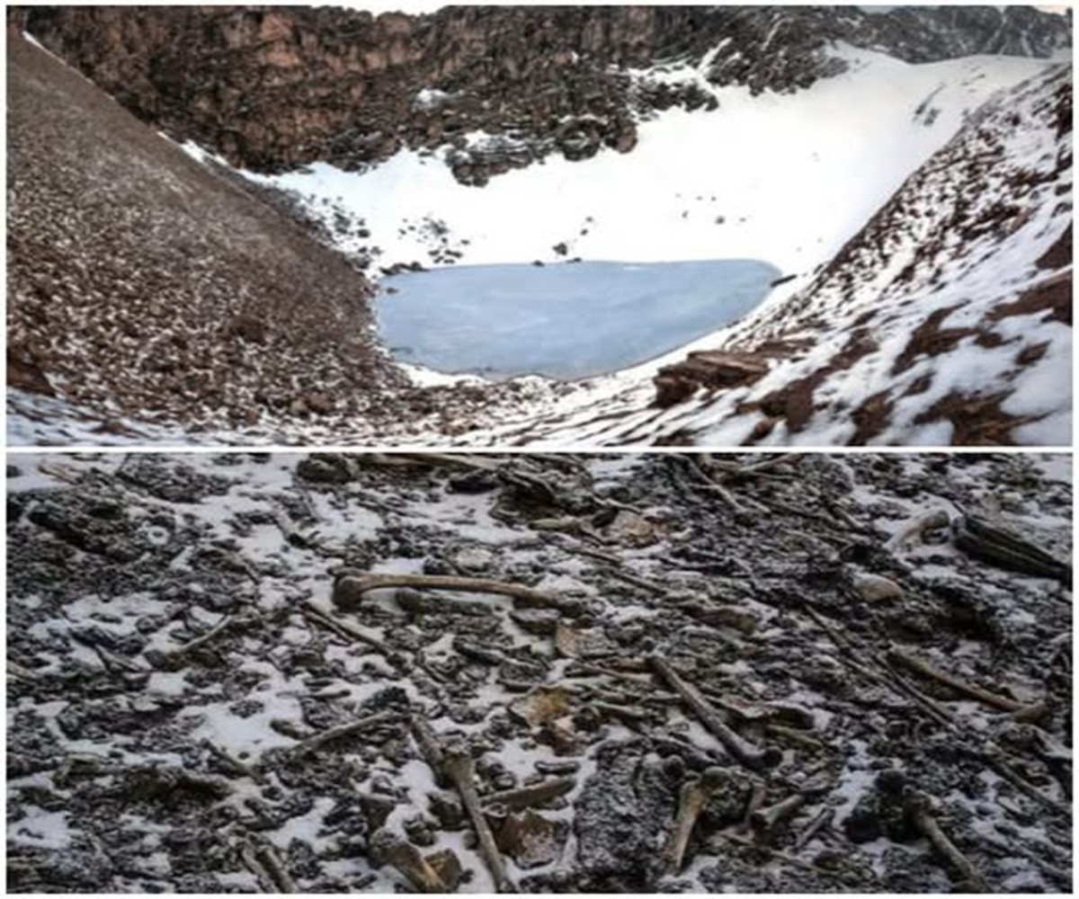 El lago que mezcló los muertos 1 En la foto, restos humanos en un lago en el Himalaya