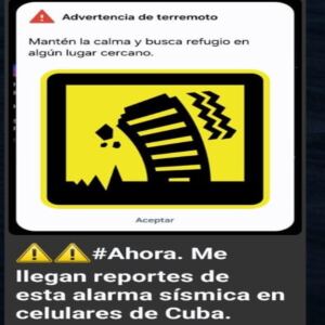 En la foto, el mensaje de alarma que recibieron los celulares