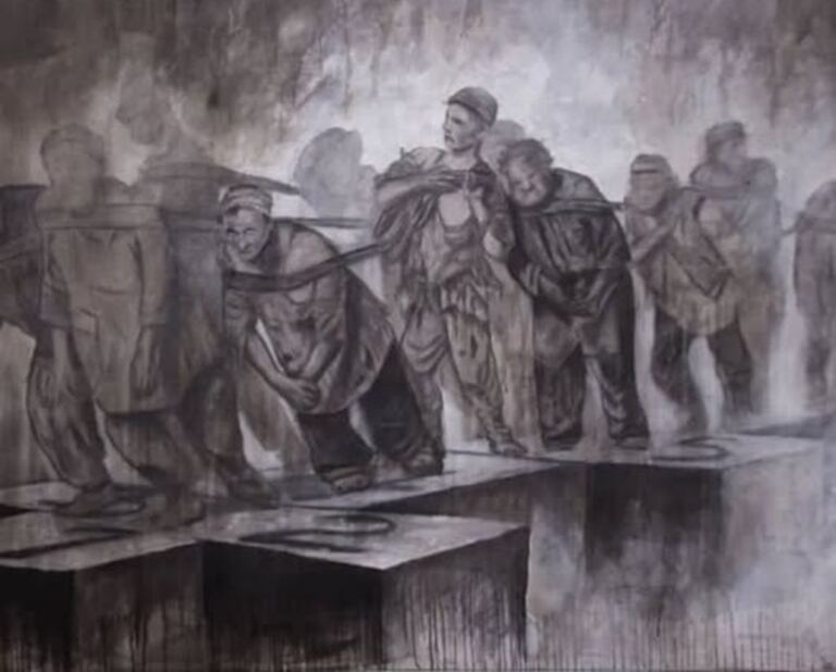 En la foto, un cuadro del artista Roniel Llerena