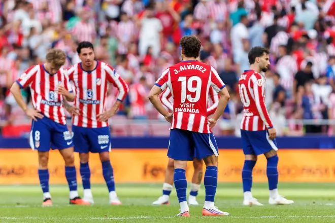 En la foto, jugadores del Atlético de Madrid durante el partido ante el Villarreal