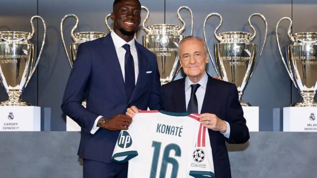 Konaté: "Quiero ser parte de la historia del Real Madrid" 1 En la foto, Florentino Pérez y Konaté