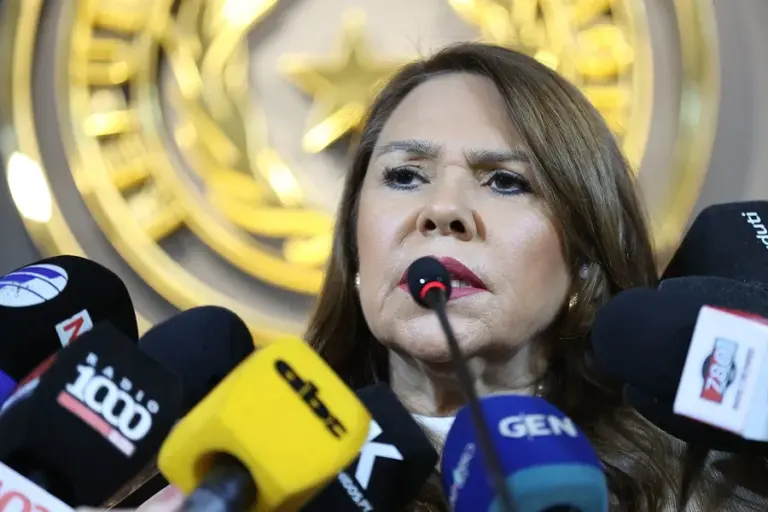 En la foto, la senadora paraguaya Celeste Amarilla durante una rueda de prensa, en Asunción
