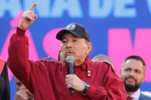 En la foto, el presidente de Nicaragua, Daniel Ortega, en un acto, en Caracas (Venezuela)