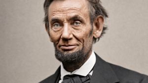 Retrato restaurado y colorizado de Abraham Lincoln, presidente de Estados Unidos