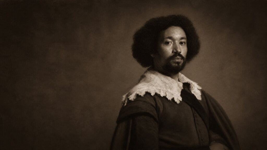 Retrato realista en sepia de Juan Latino, poeta y catedrático afroespañol del siglo XVI